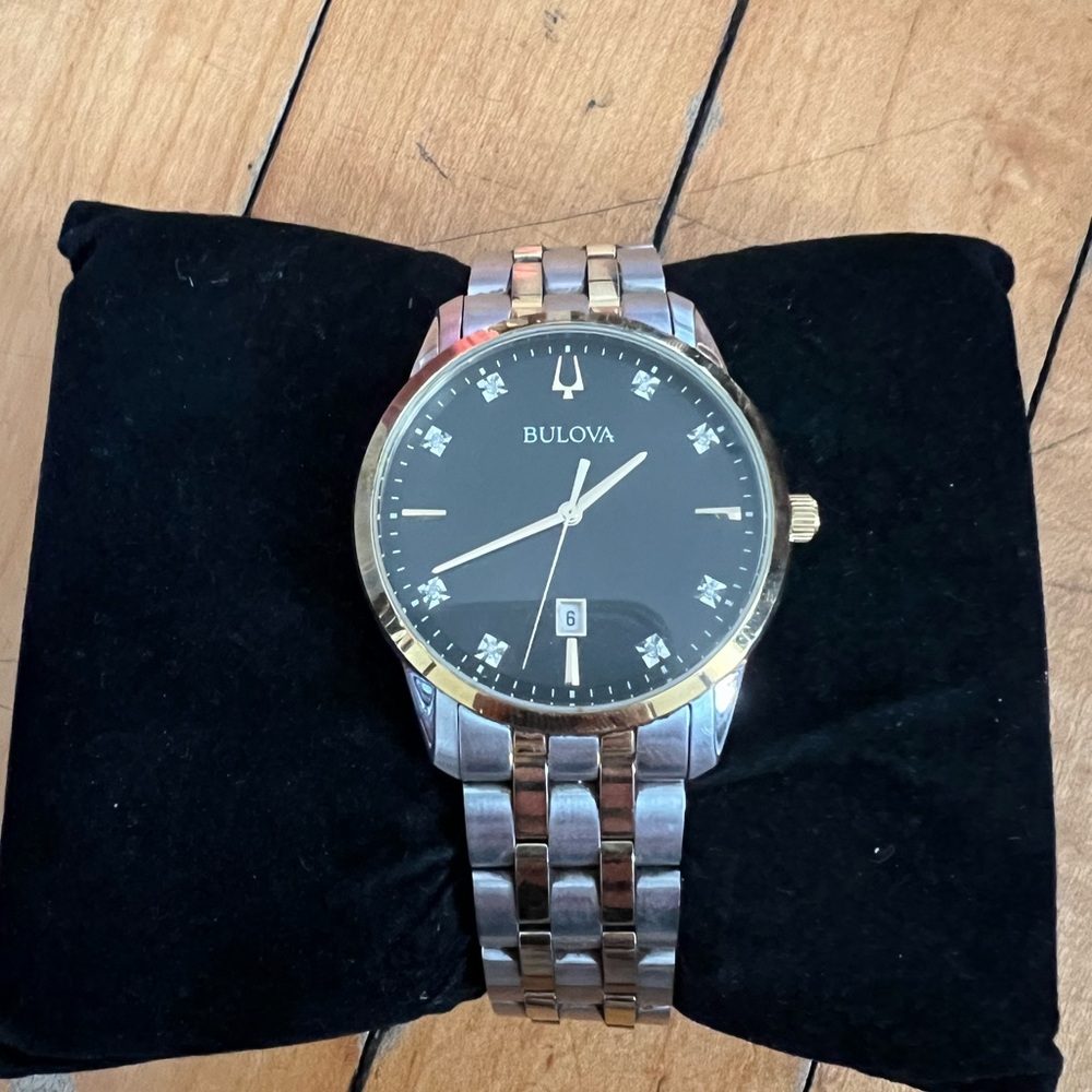 Bulova Sutton Quartz Two-Tone Watch with Black Dial